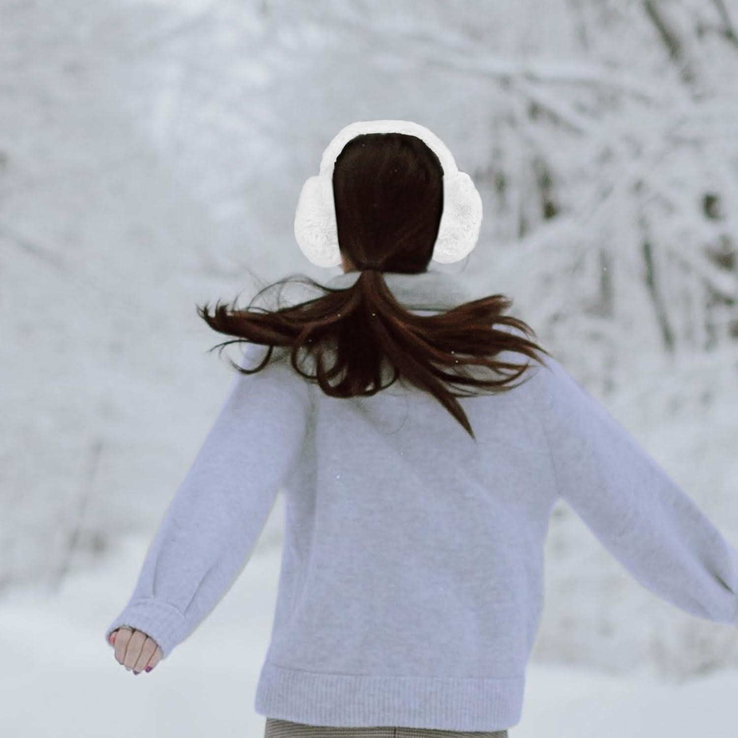 Diadema de Orejeras Plegable Duxesuk para Invierno - Blanco