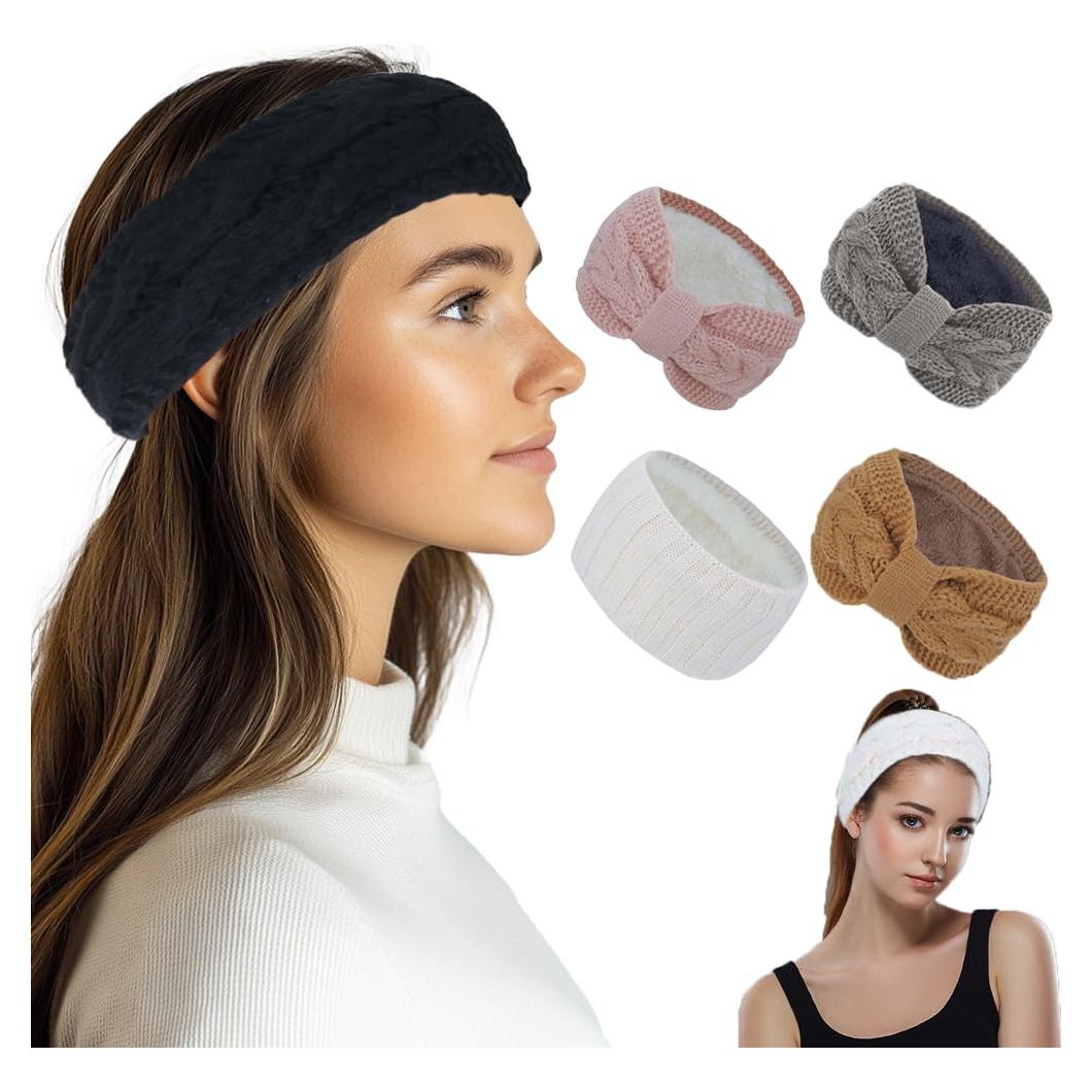 Diademas de Invierno ZH para Mujeres - Forro Polar, Set de 4 Colores