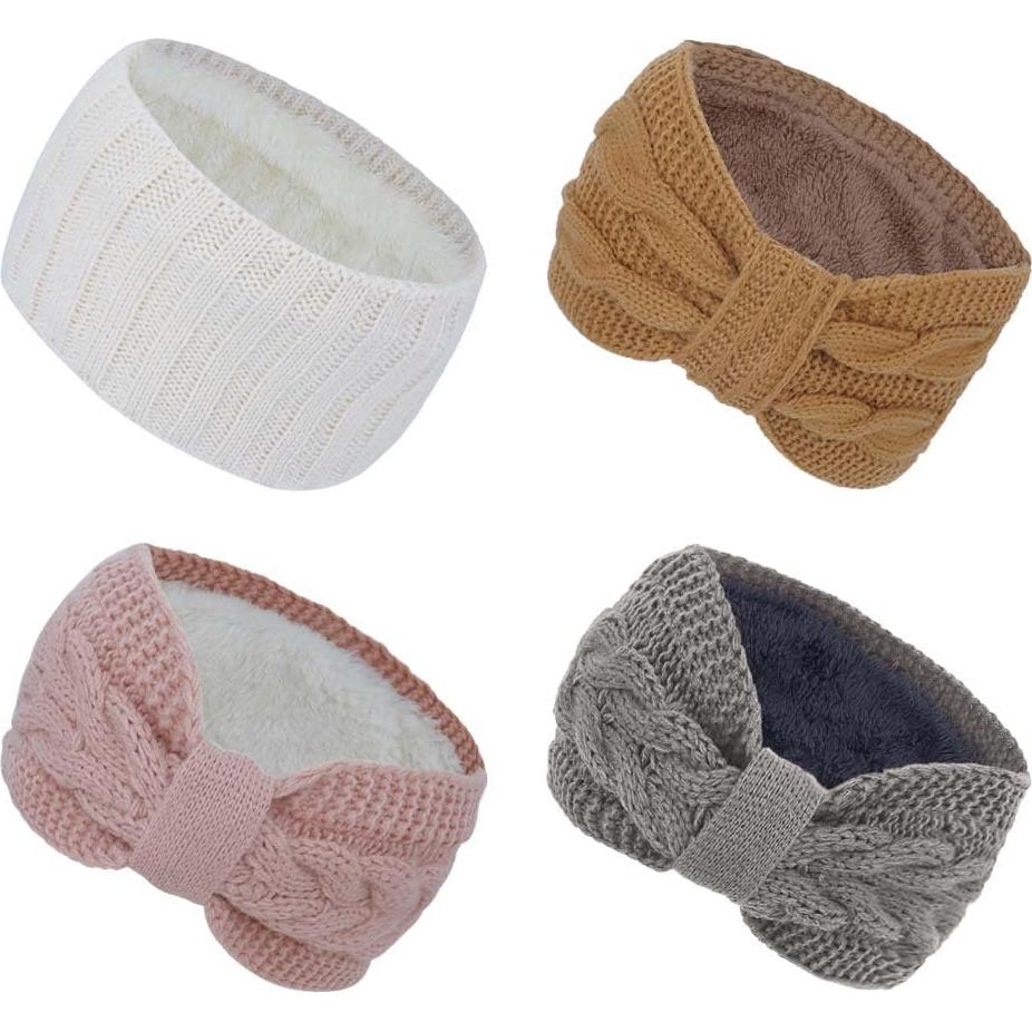 Diademas de Invierno ZH para Mujeres - Forro Polar, Set de 4 Colores