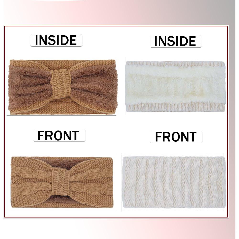 Diademas de Invierno ZH para Mujeres - Forro Polar, Set de 4 Colores