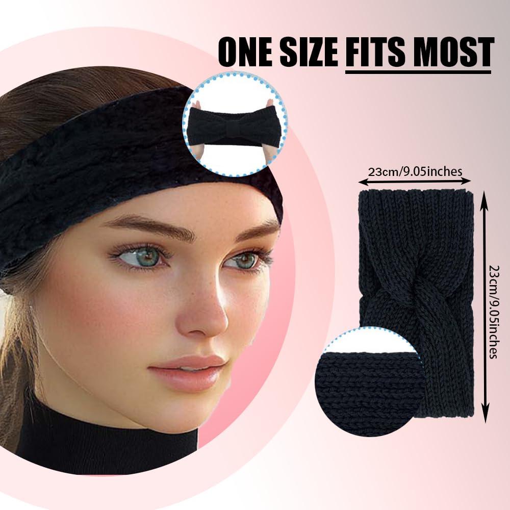 Diademas de Invierno ZH para Mujeres - Forro Polar, Set de 4 Colores