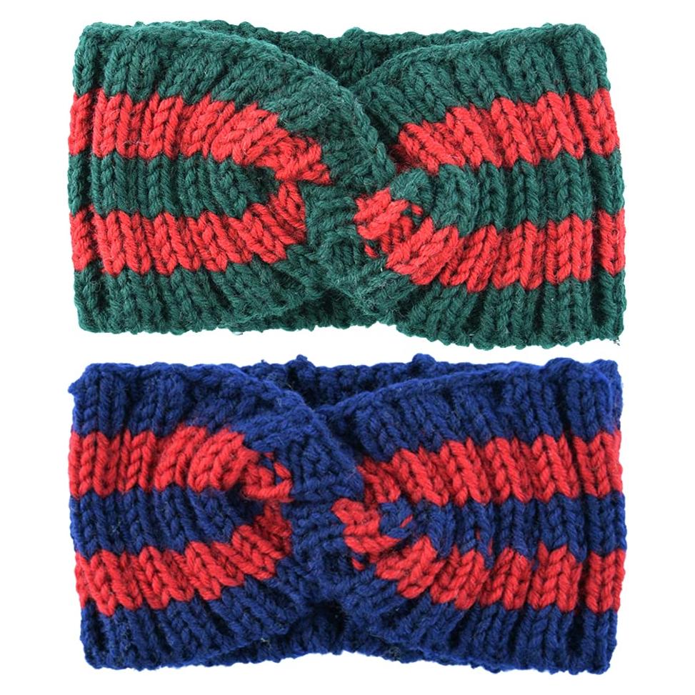 Diadema de Invierno Yili Maizi Trenzada 2 Paquete Verde+Azul