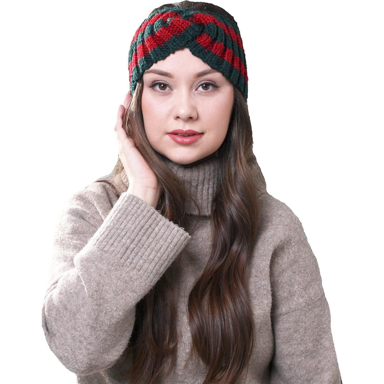 Diadema de Invierno Yili Maizi Trenzada 2 Paquete Verde+Azul