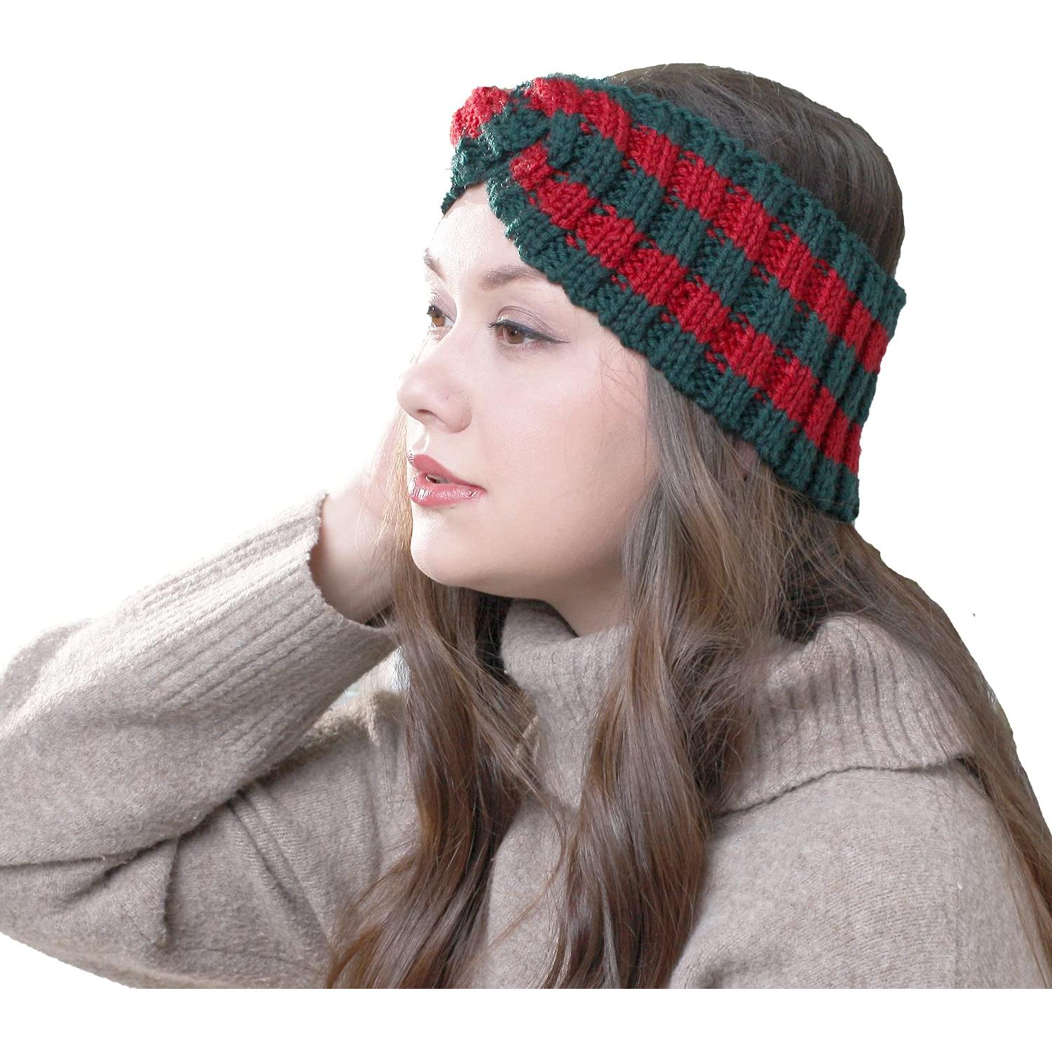 Diadema de Invierno Yili Maizi Trenzada 2 Paquete Verde+Azul