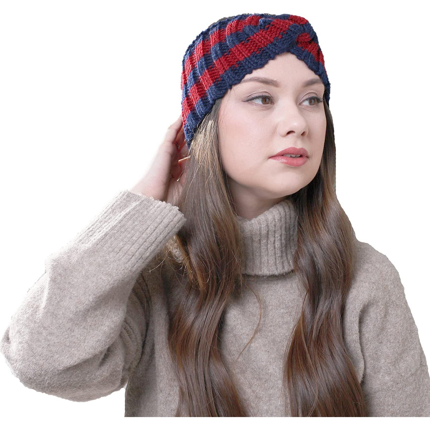 Diadema de Invierno Yili Maizi Trenzada 2 Paquete Verde+Azul