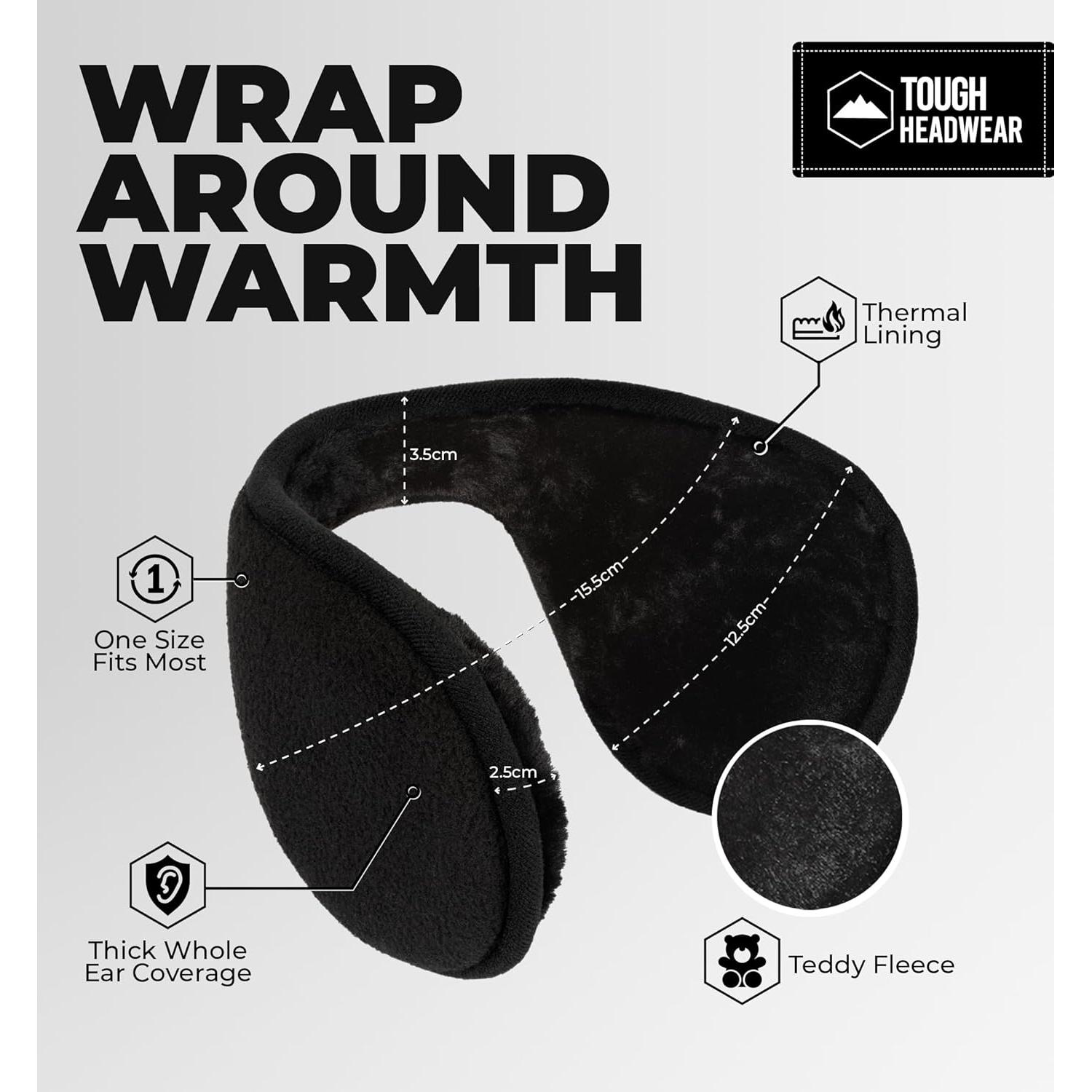 Calentadores de Oídos de Forro Polar Tough Headwear - Negro