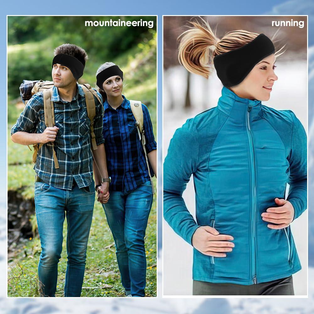 Cinta para la cabeza de forro polar negra Anpiwshjo - Calentador de orejas para invierno