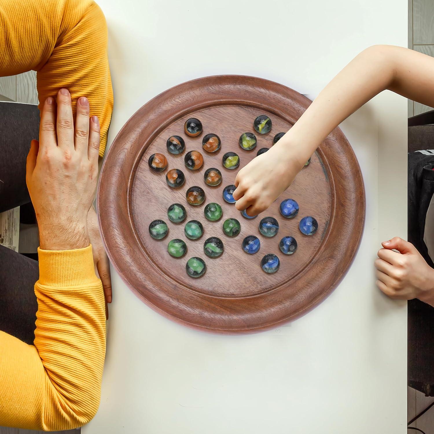 Juego de Mesa Solitario Ajuny Madera Hecho a Mano 22.86 cm