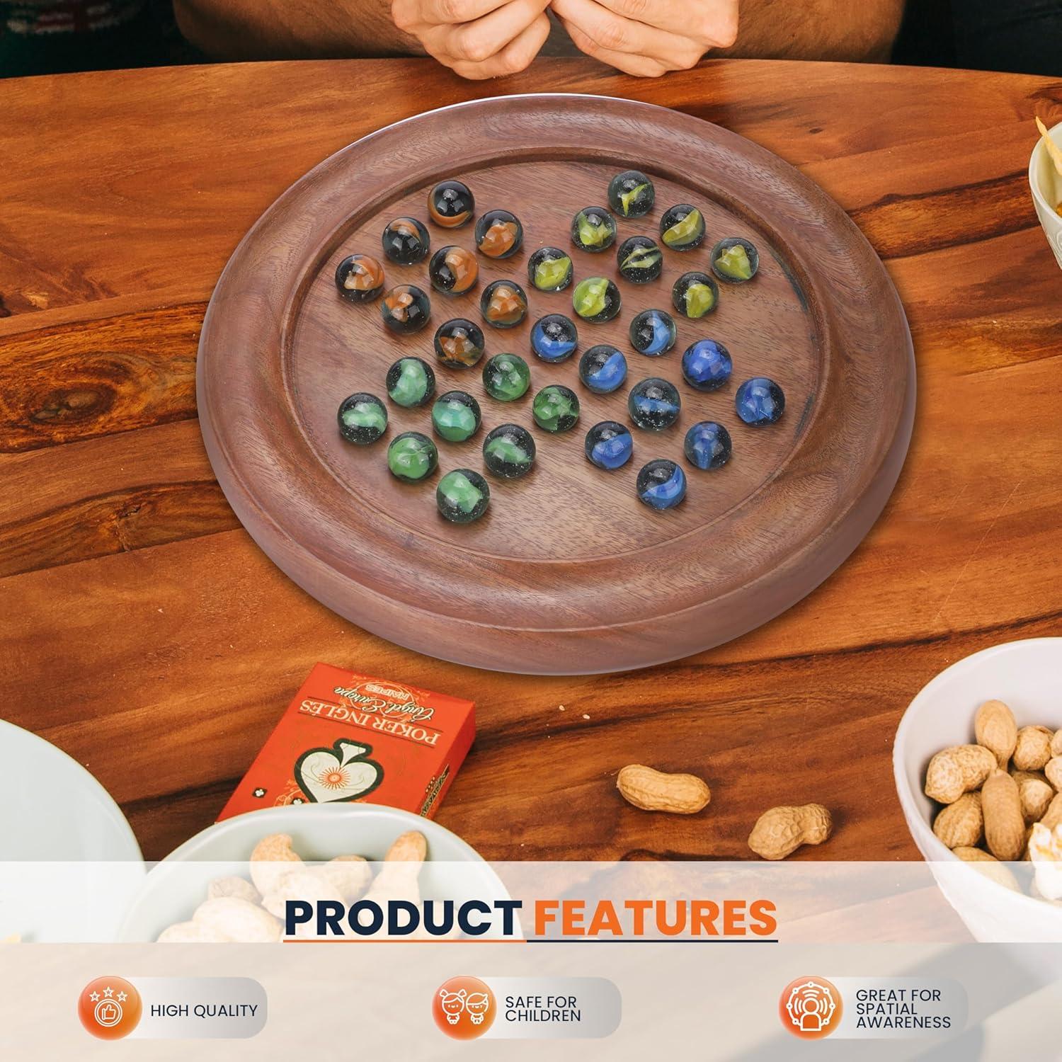 Juego de Mesa Solitario Ajuny Madera Hecho a Mano 22.86 cm