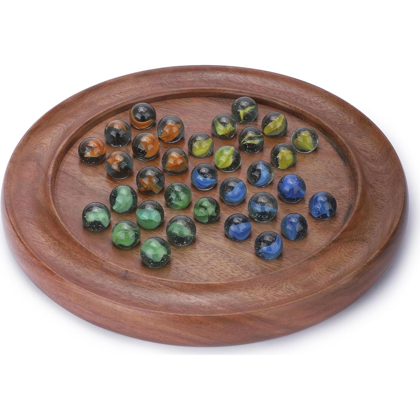 Juego de Mesa Solitario Ajuny Madera Hecho a Mano 22.86 cm