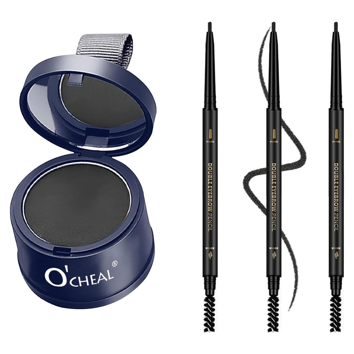 Kit de Cejas y Polvo para Cabello O'CHEAL - Marrón Oscuro