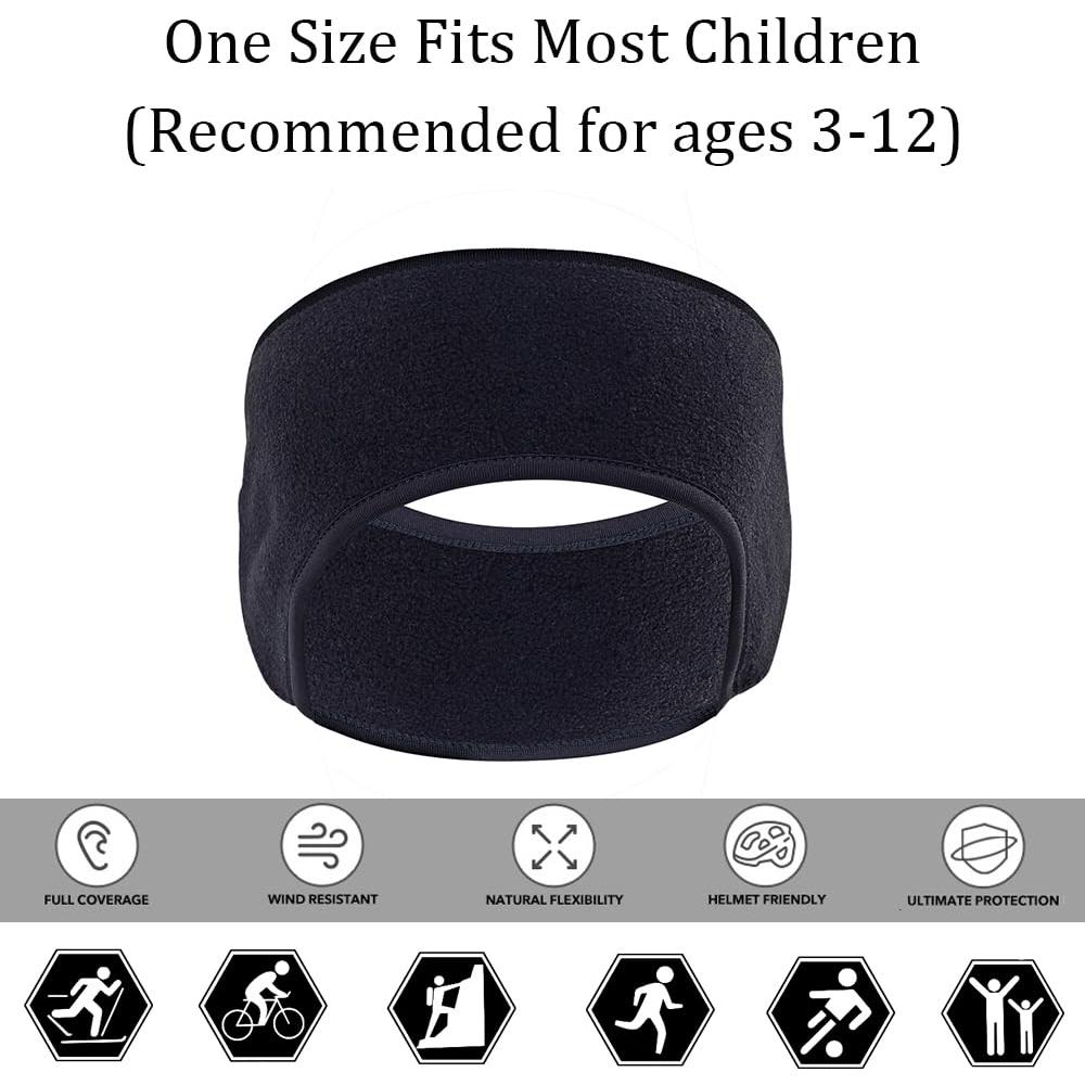 Cinta para la cabeza de invierno para niños - 2 piezas de forro polar