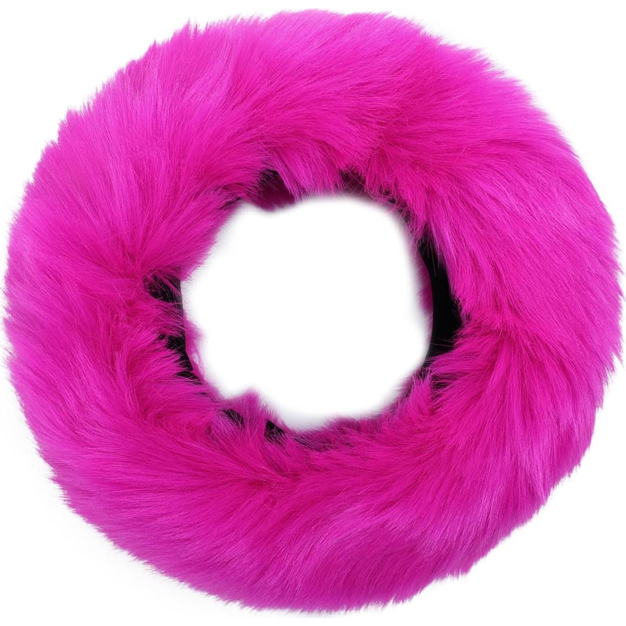 Diadema de Piel Sintética Esponjosa Aiphamy Rosa Invierno