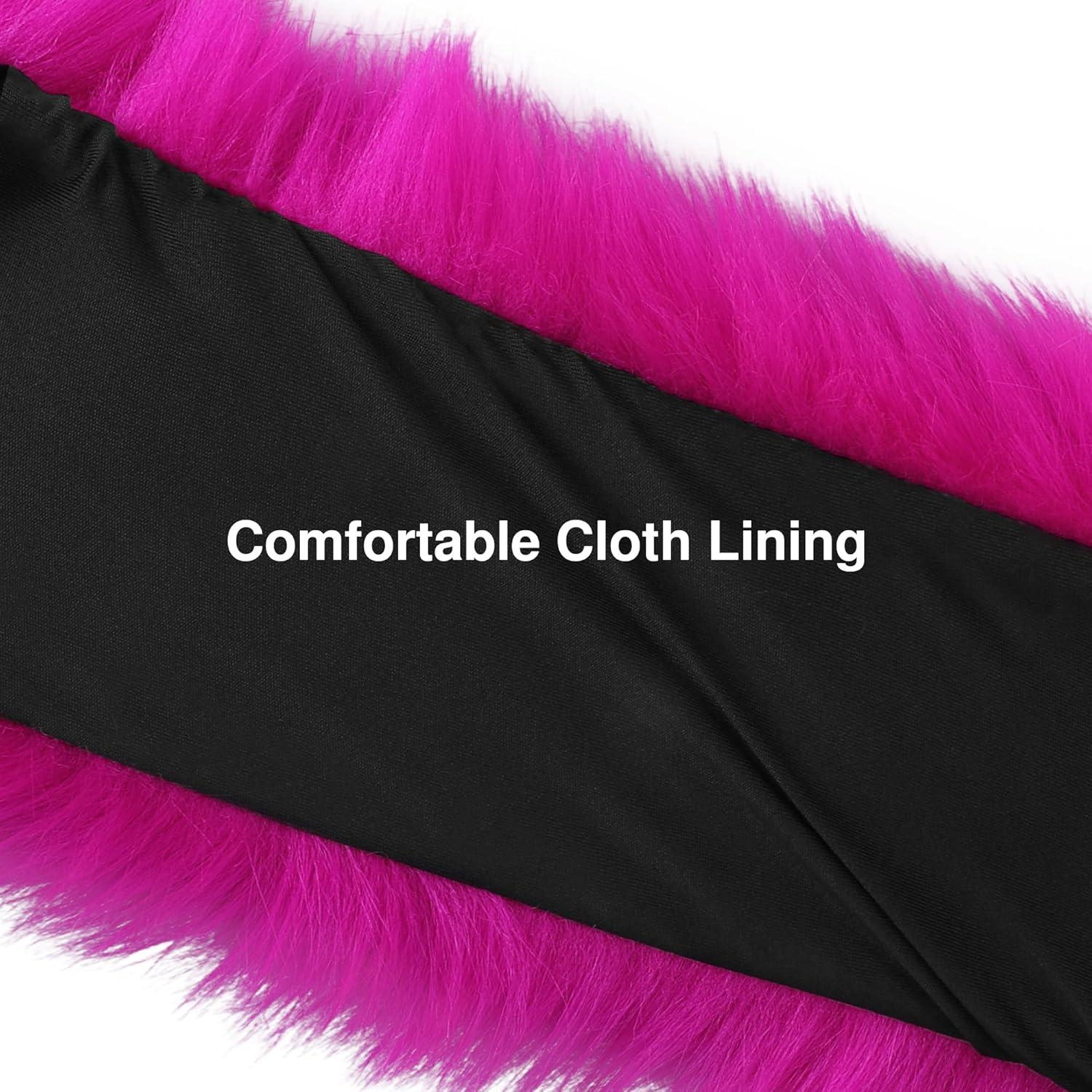 Diadema de Piel Sintética Esponjosa Aiphamy Rosa Invierno