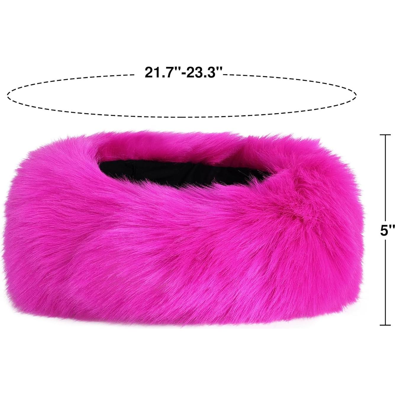 Diadema de Piel Sintética Esponjosa Aiphamy Rosa Invierno