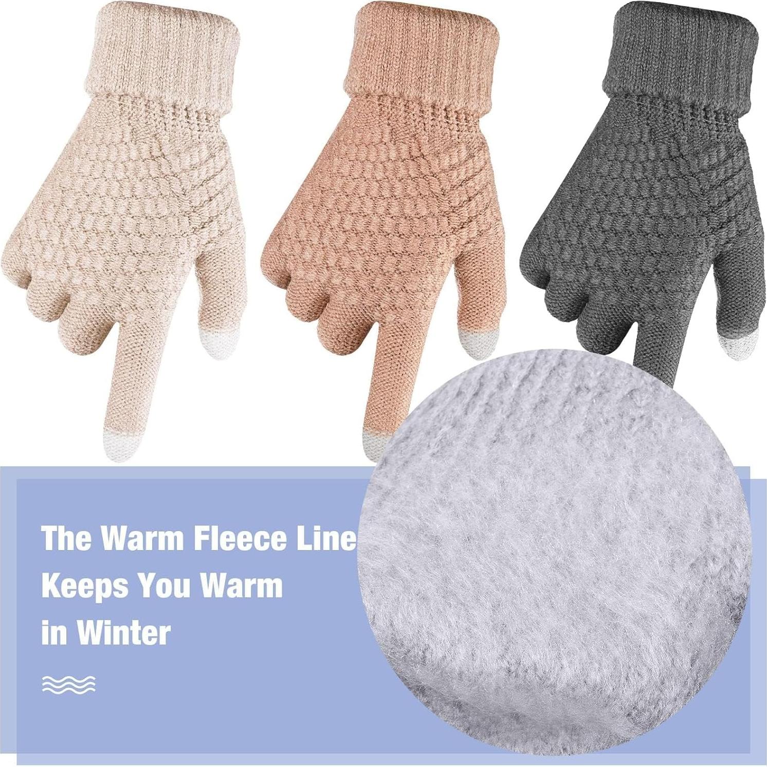 Conjunto de Orejeras de Lana y Guantes Táctiles para Mujer - Violeta