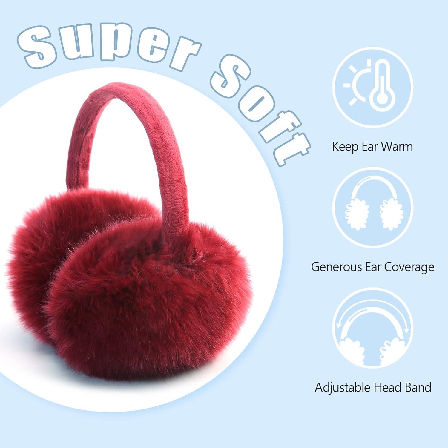 Orejeras de Invierno FSTEOE para Mujeres y Niñas - Rojo