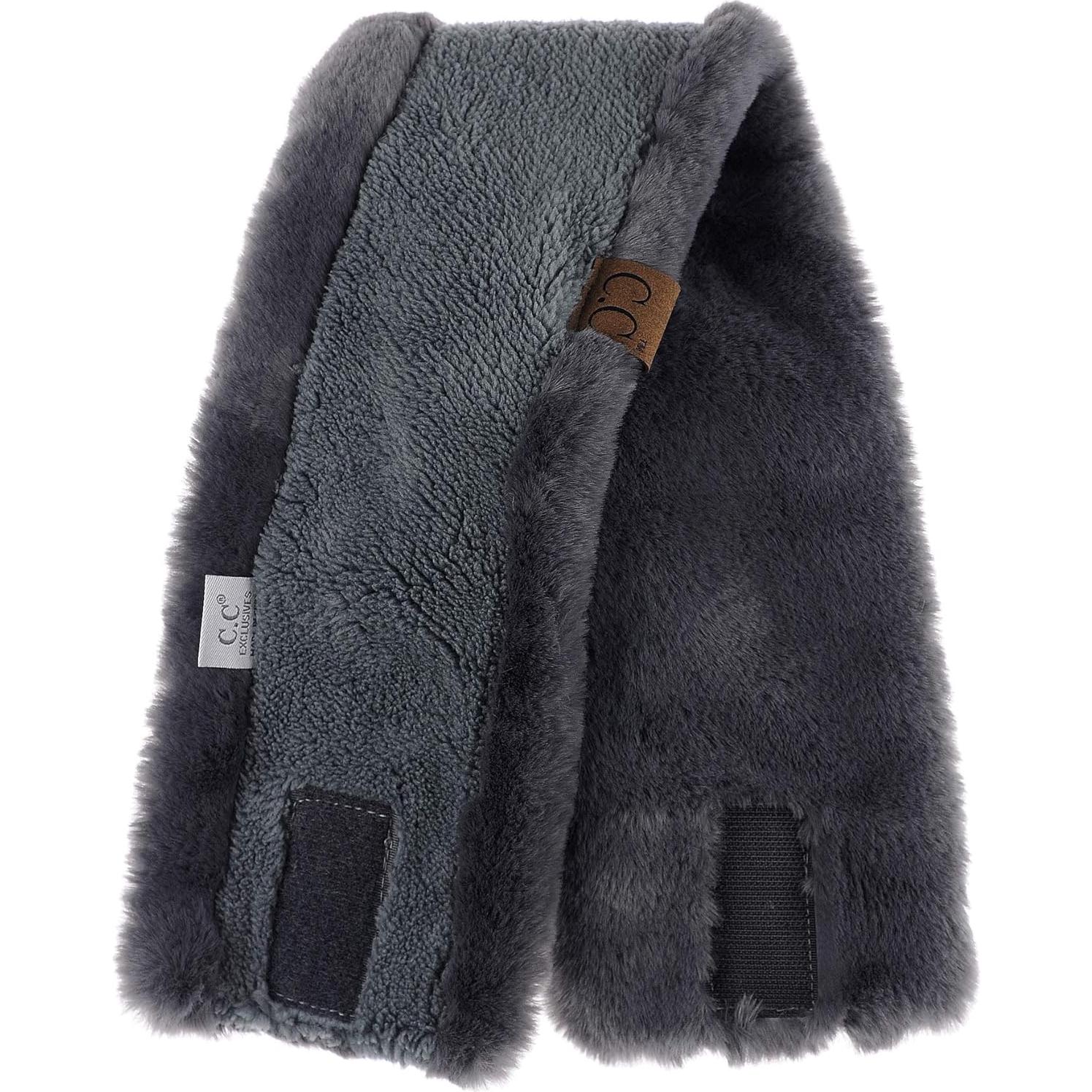 Banda para la cabeza mujer C.C. gris oscuro forro sherpa