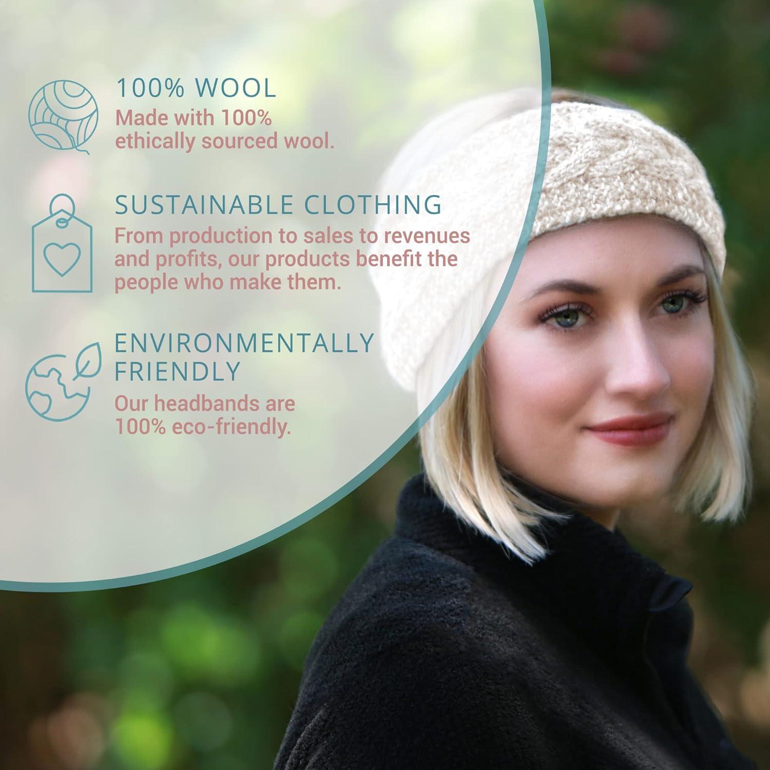 Diadema Ancha de Lana Nepalí - Hecho a Mano - Blanca