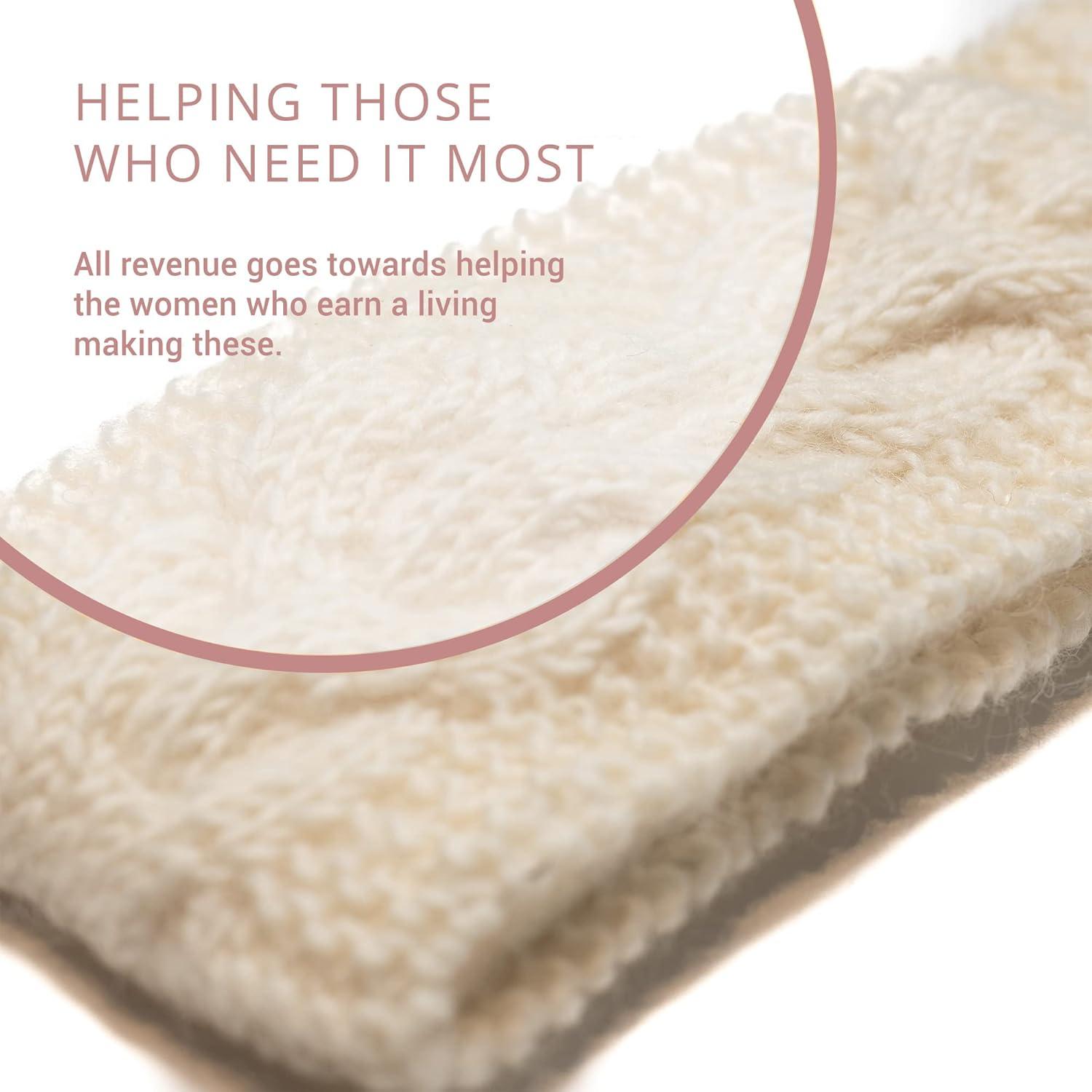 Diadema Ancha de Lana Nepalí - Hecho a Mano - Blanca