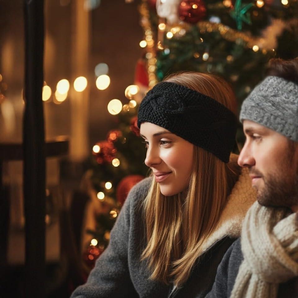 Diadema Ancha de Lana Nepalí - Hecho a Mano - Blanca