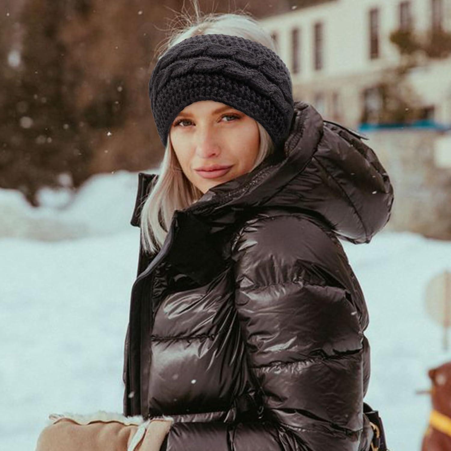 Diadema de Invierno AQOKKA para Mujeres - 2 Pcs, Calentadores de Oídos