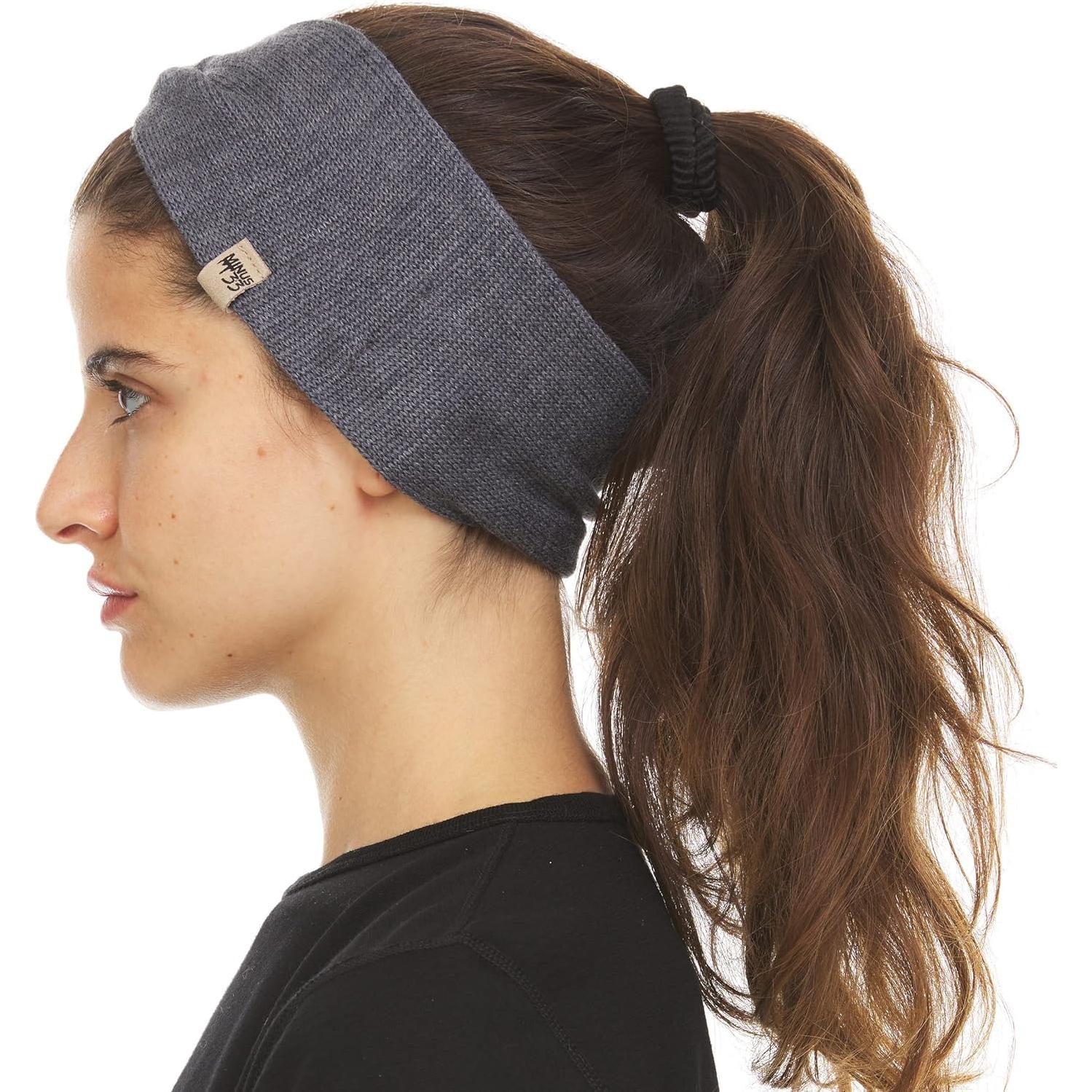 Diadema Trenzada de Lana Merino Minus33 - Gris Carbón