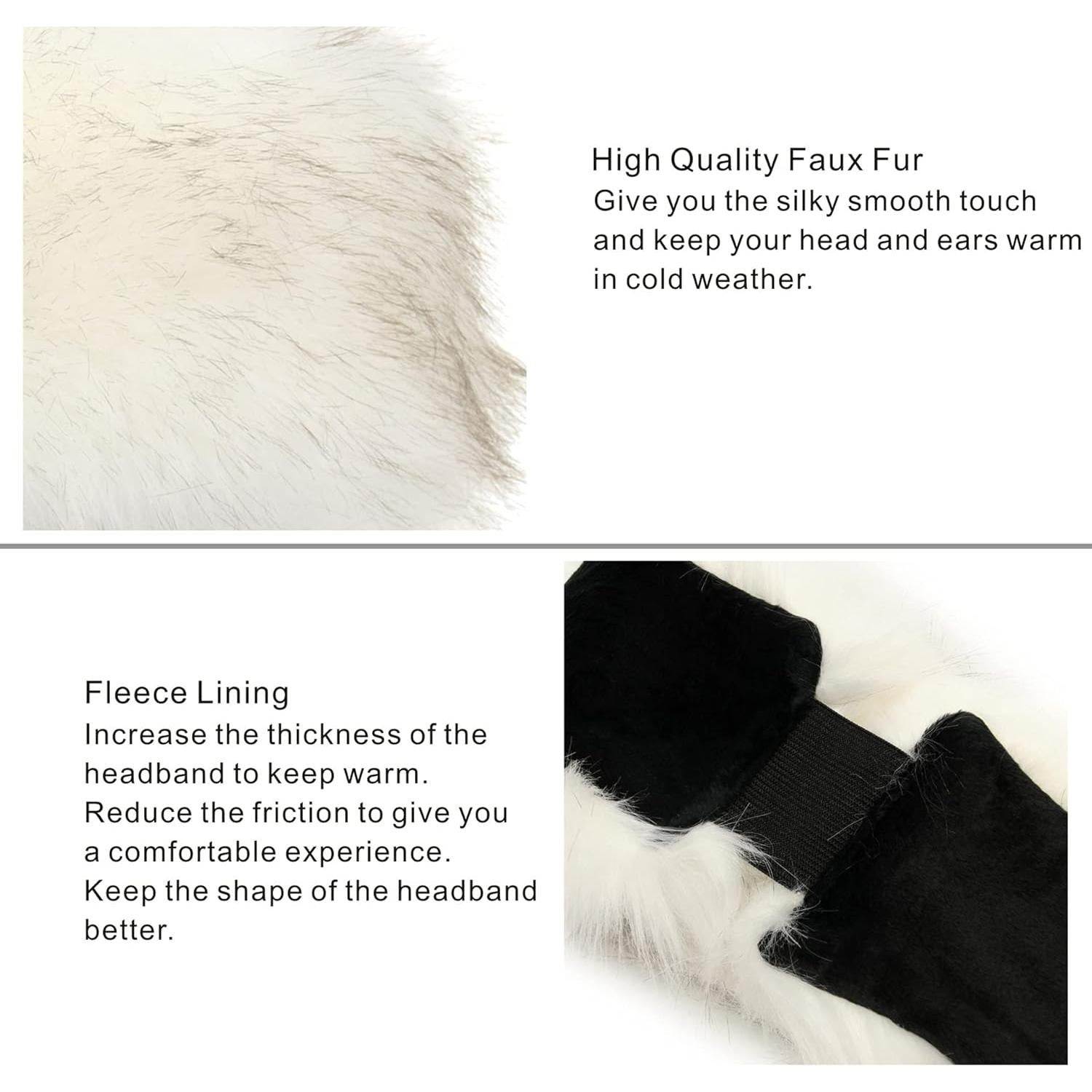 Diadema Calentadora de Oídos Piel Sintética Blanca Mujer