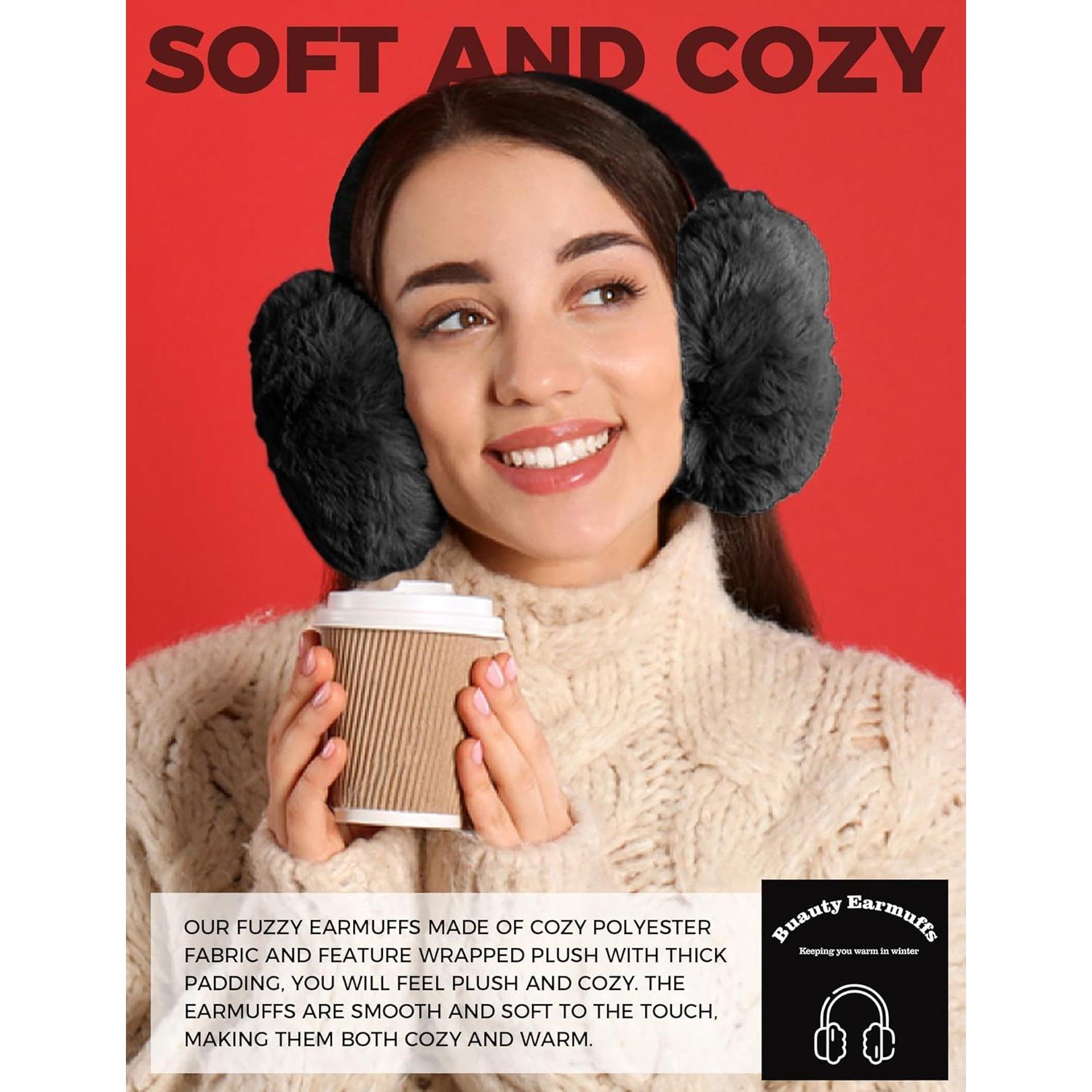 Orejeras de Invierno Buauty Unisex Negras Suaves y Cálidas