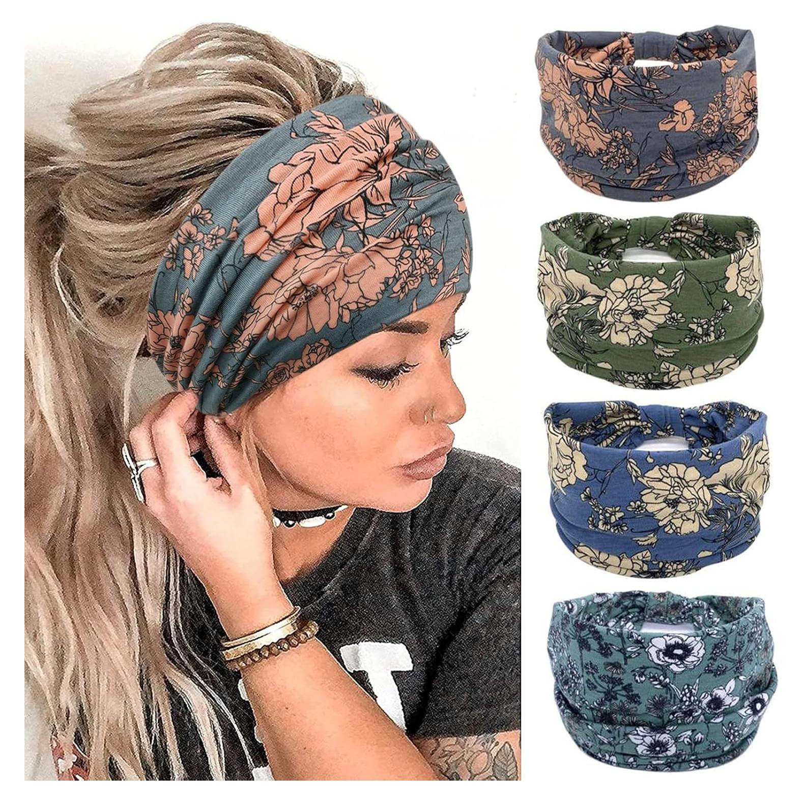 Diademas Boho Anchas YONUF para Mujeres - Paquete de 4 Colores