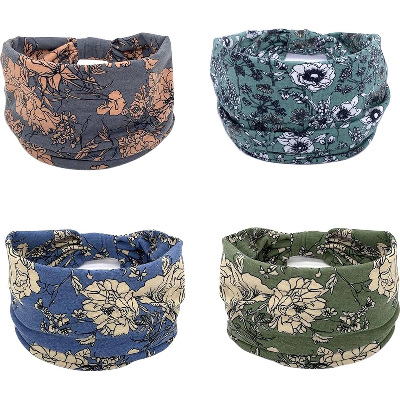 Diademas Boho Anchas YONUF para Mujeres - Paquete de 4 Colores