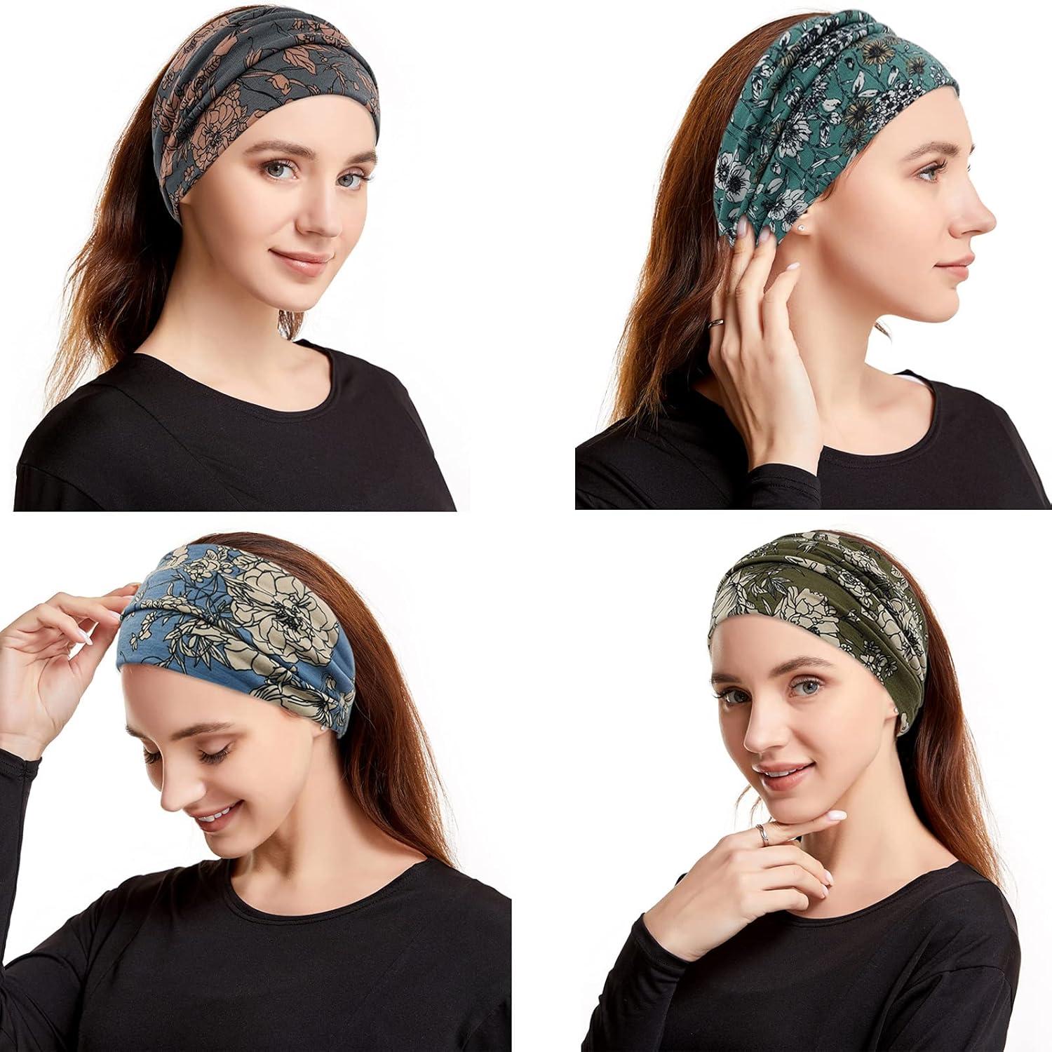 Diademas Boho Anchas YONUF para Mujeres - Paquete de 4 Colores