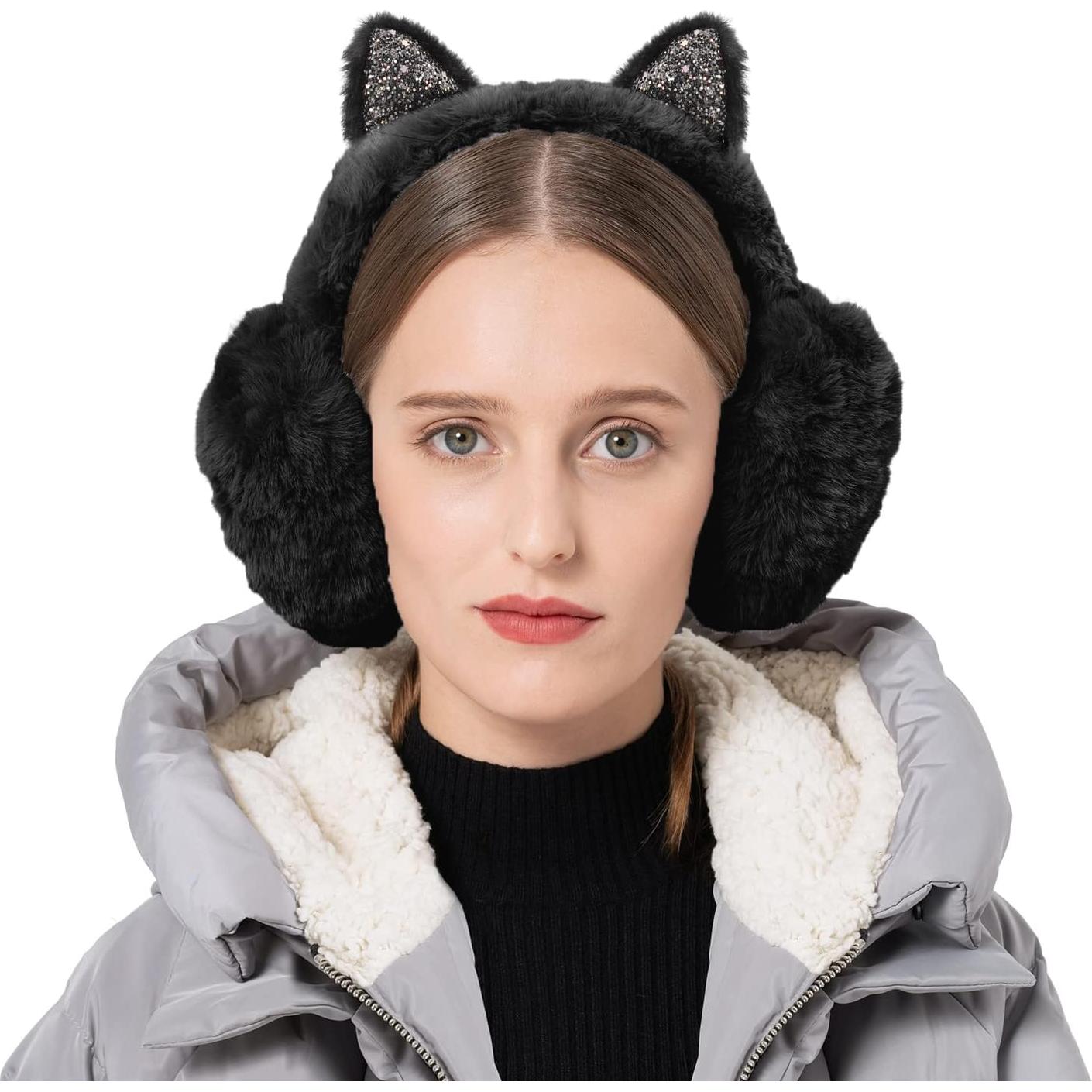 Auriculares de Invierno Surblue para Niños - Gatito Negro