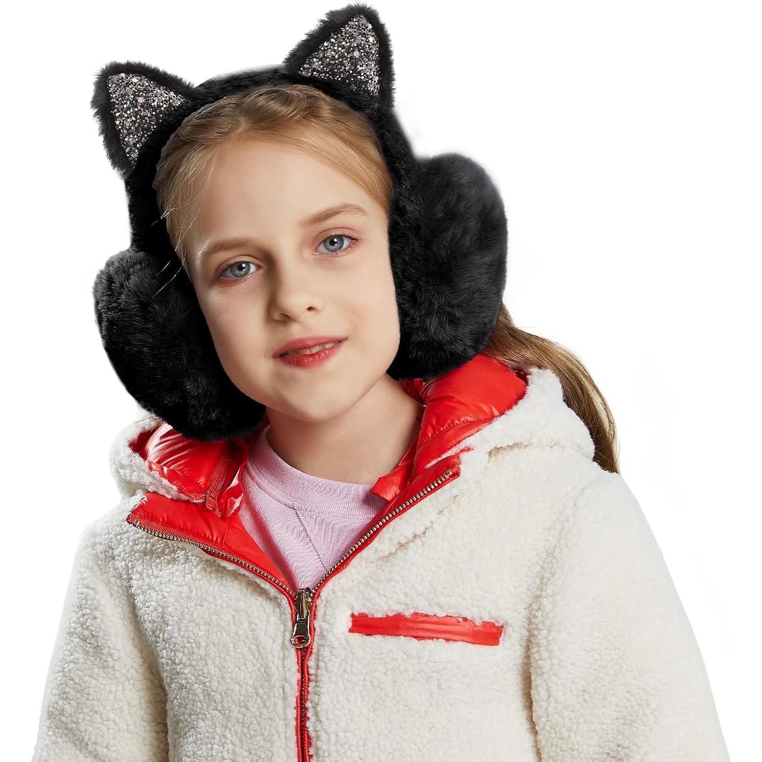 Auriculares de Invierno Surblue para Niños - Gatito Negro