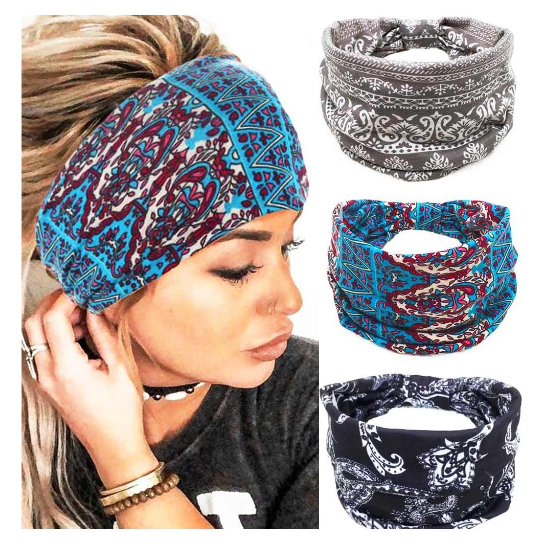 Diademas Boho Gortin 3 Pcs Turbante Elástico para Mujeres
