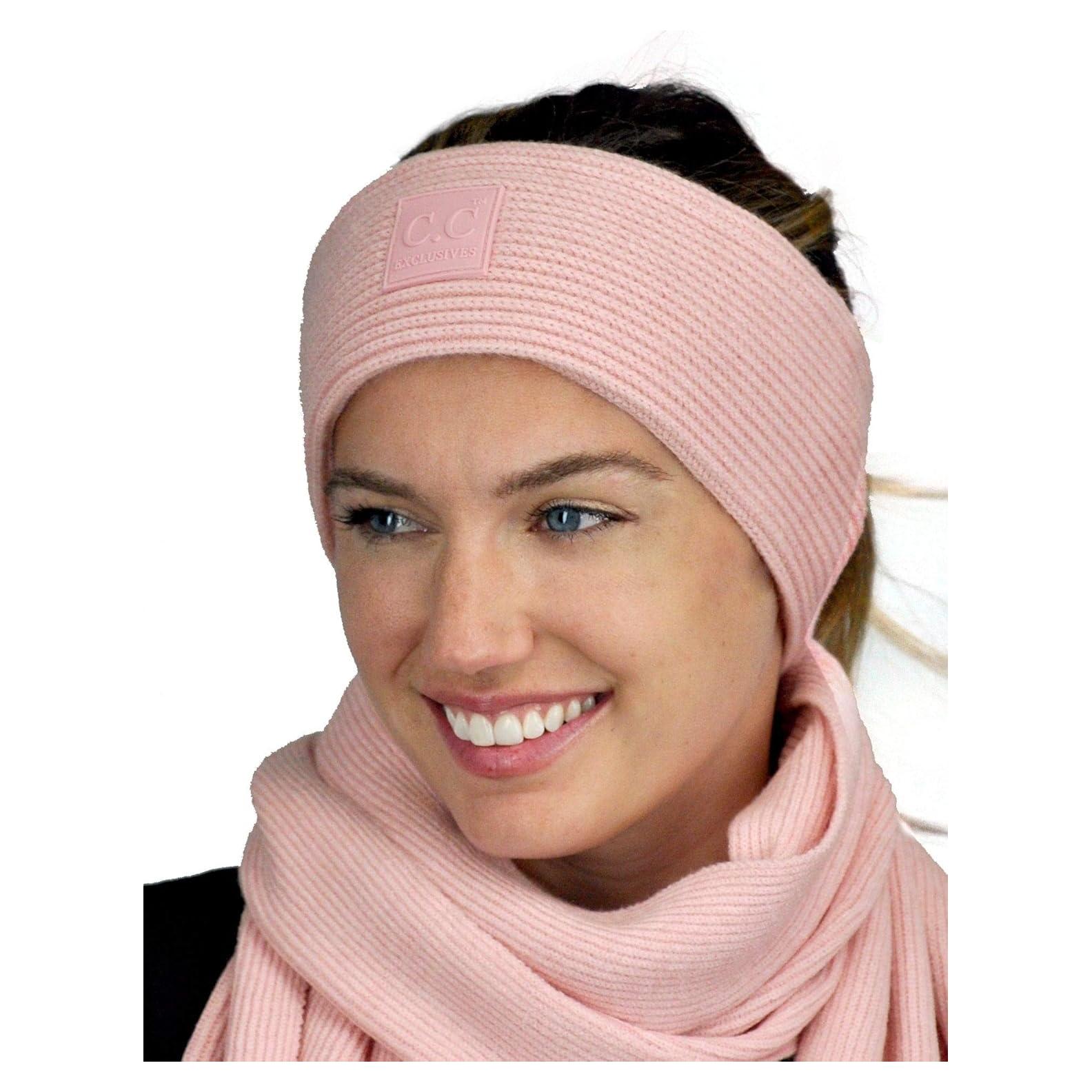 Banda para la Cabeza Unisex Invierno Rosa Blush Gruesa