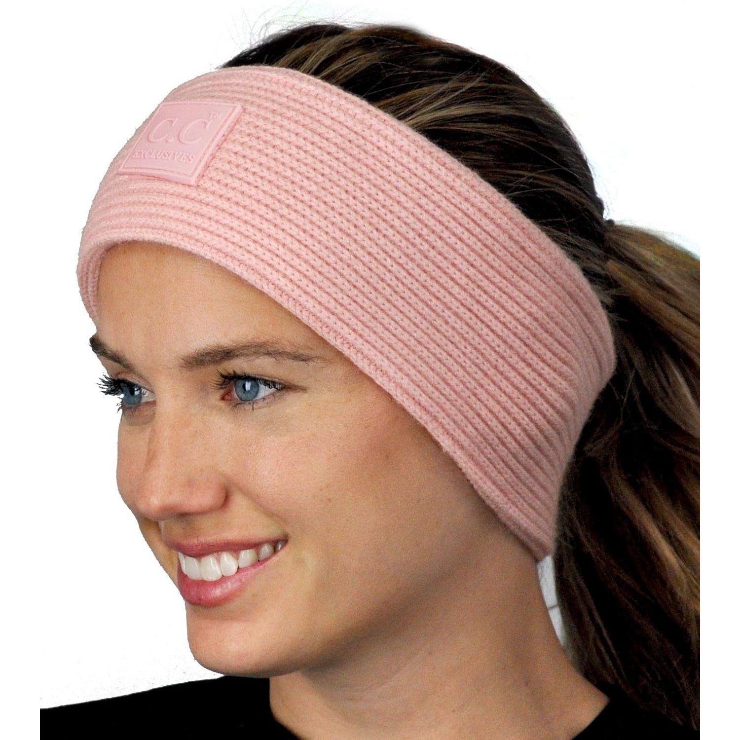 Banda para la Cabeza Unisex Invierno Rosa Blush Gruesa
