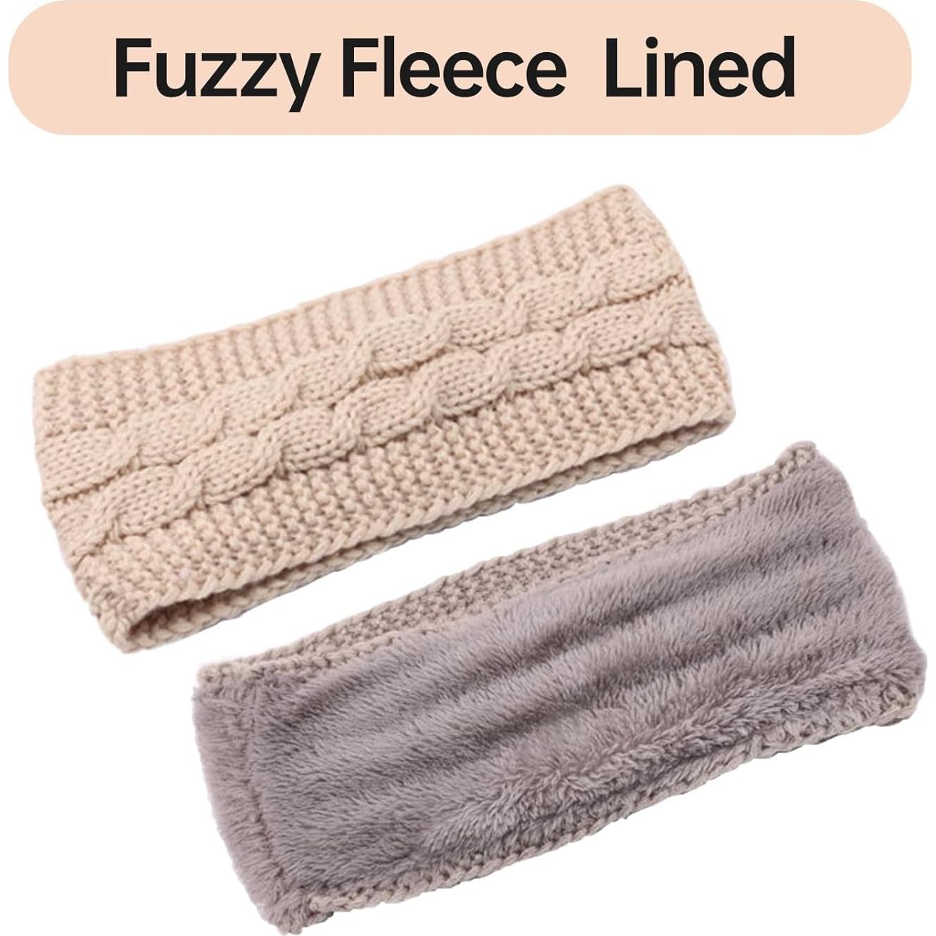 Diademas de Invierno YAHENLI 2 PCS Forro Polar Beige Gris