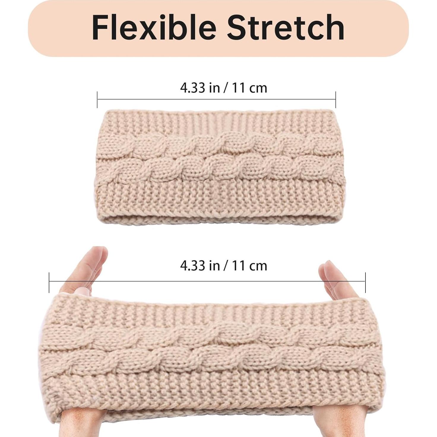 Diademas de Invierno YAHENLI 2 PCS Forro Polar Beige Gris