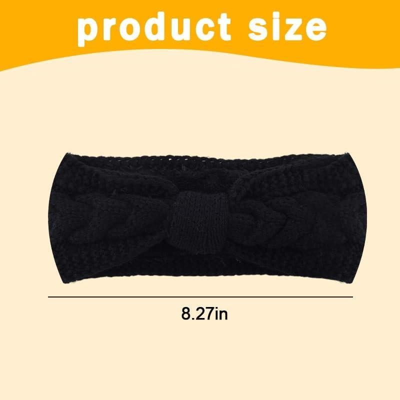 Diadema de Lana Fuzzy Yreamont Negra Ajustable para Mujeres