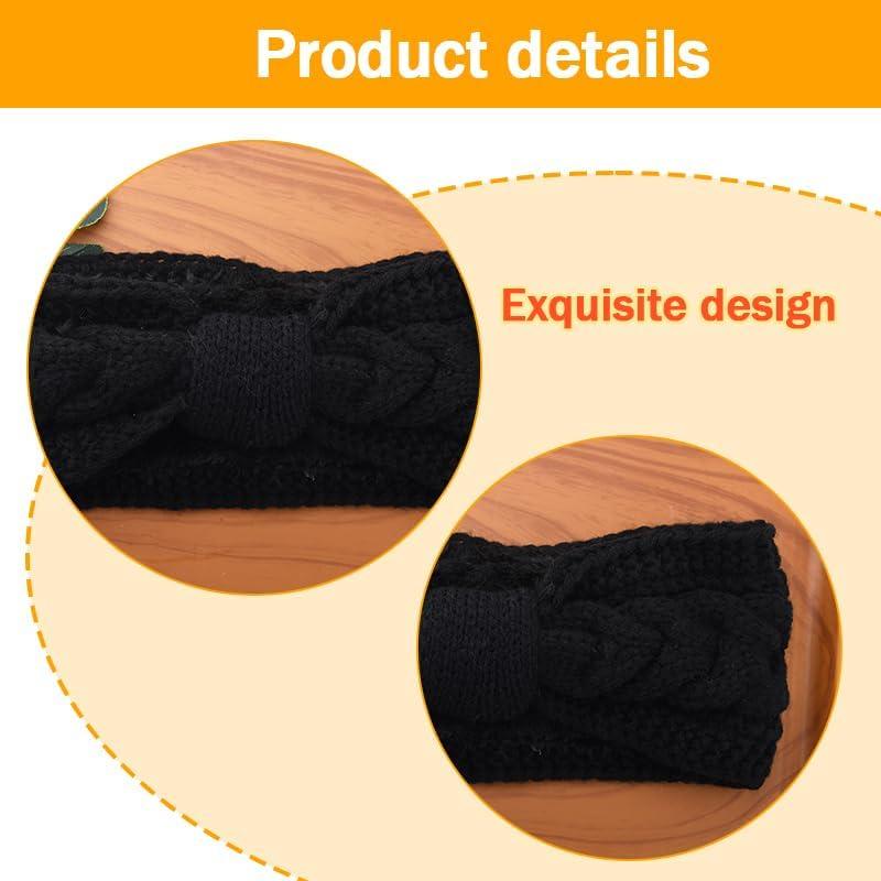Diadema de Lana Fuzzy Yreamont Negra Ajustable para Mujeres