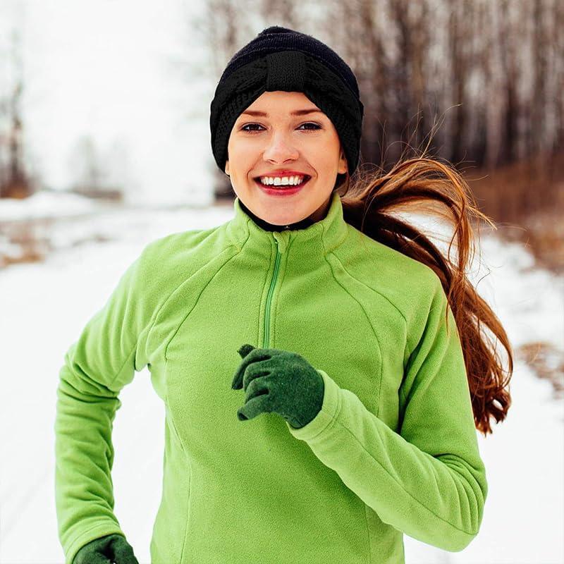 Diadema de Lana Fuzzy Yreamont Negra Ajustable para Mujeres