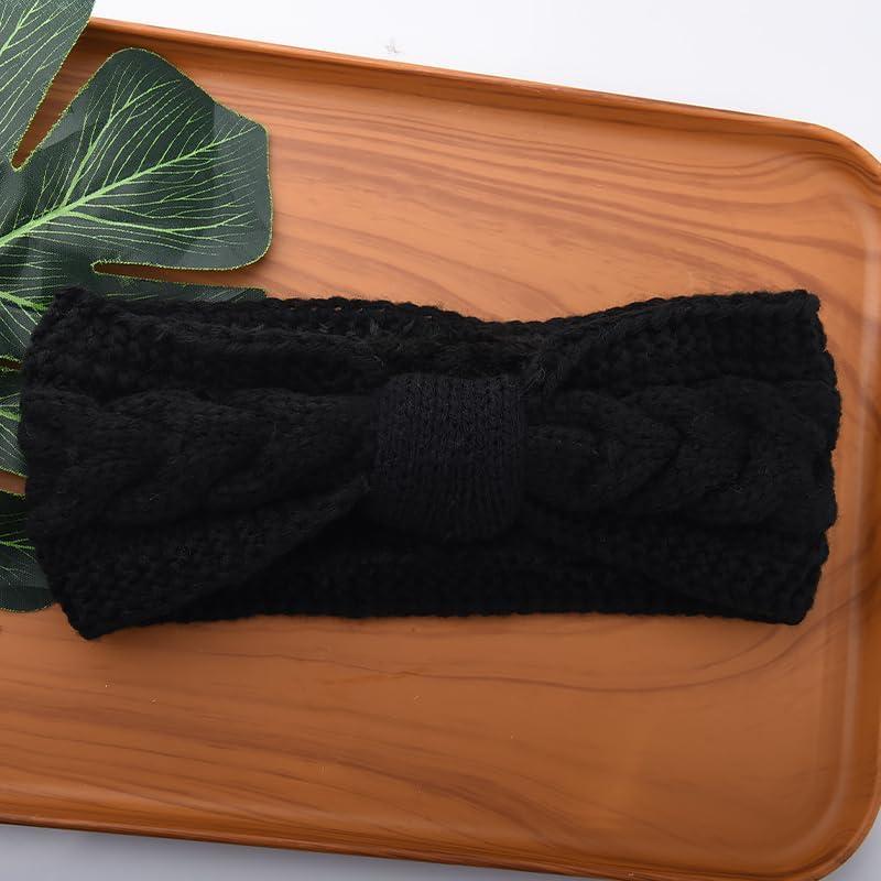 Diadema de Lana Fuzzy Yreamont Negra Ajustable para Mujeres