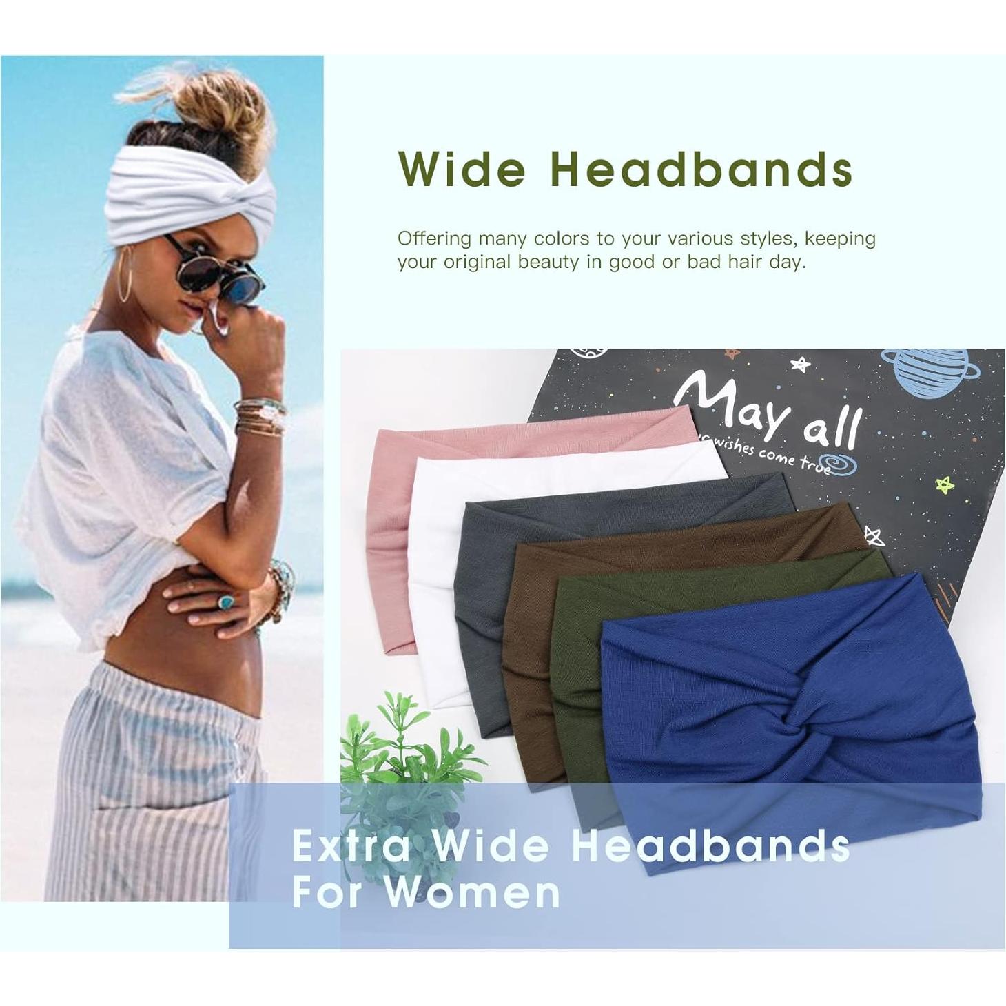 Diademas Anchas Tobeffect para Mujeres - Turbante Boho 18 cm