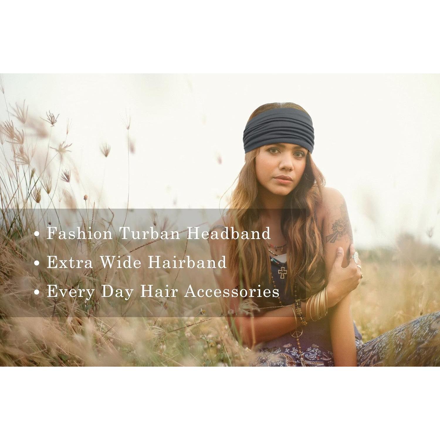 Diademas Anchas Tobeffect para Mujeres - Turbante Boho 18 cm