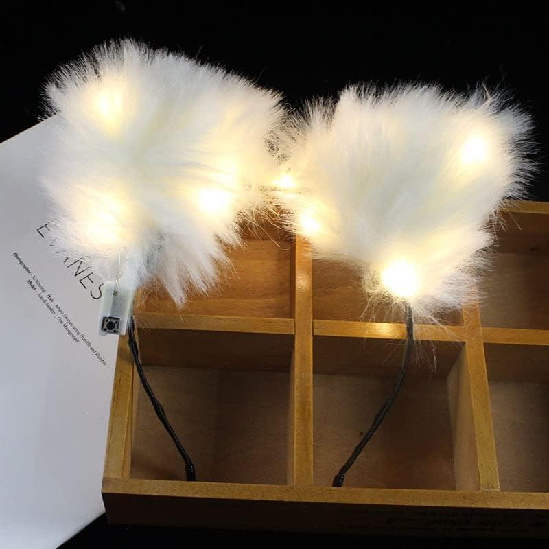 Diadema LED con Orejas de Gato Winvin - Blanca, 18x15cm