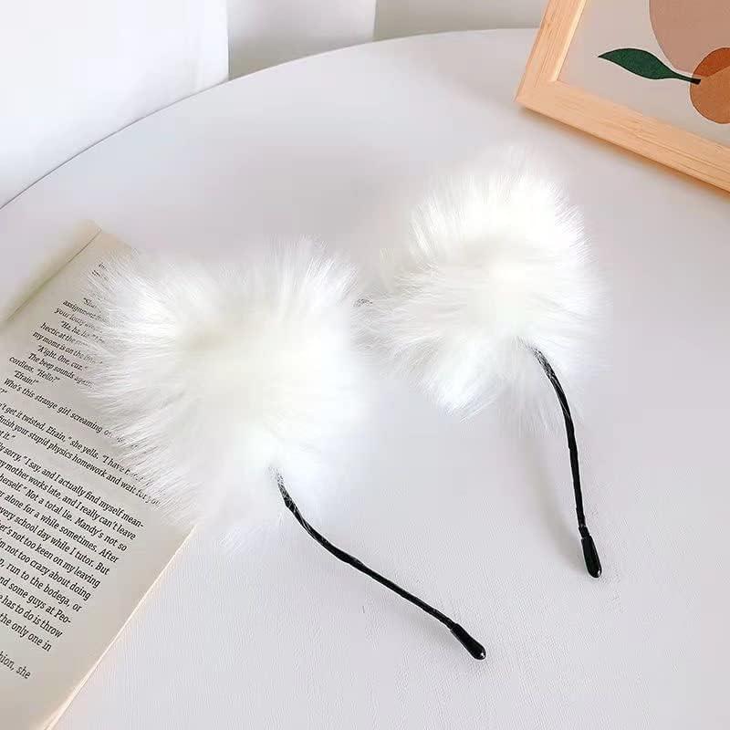 Diadema LED con Orejas de Gato Winvin - Blanca, 18x15cm