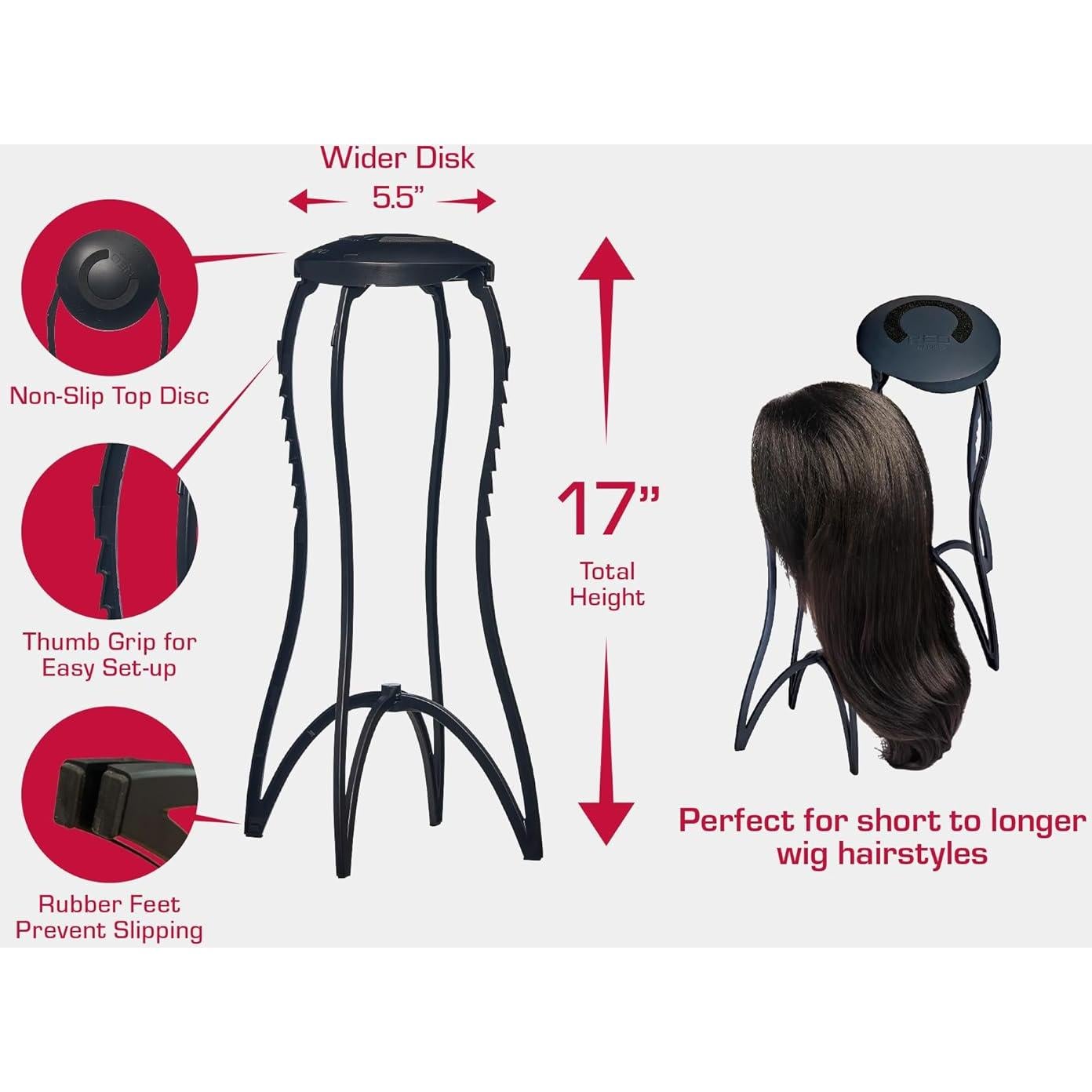 Soporte de Peluca Plegable Red by Kiss 43 cm Antideslizante