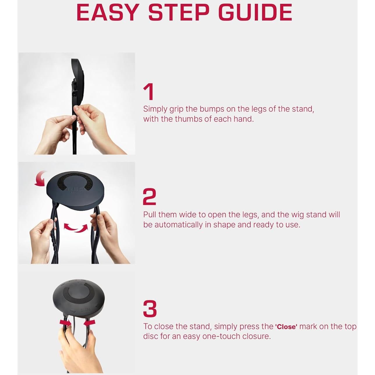 Soporte de Peluca Plegable Red by Kiss 43 cm Antideslizante