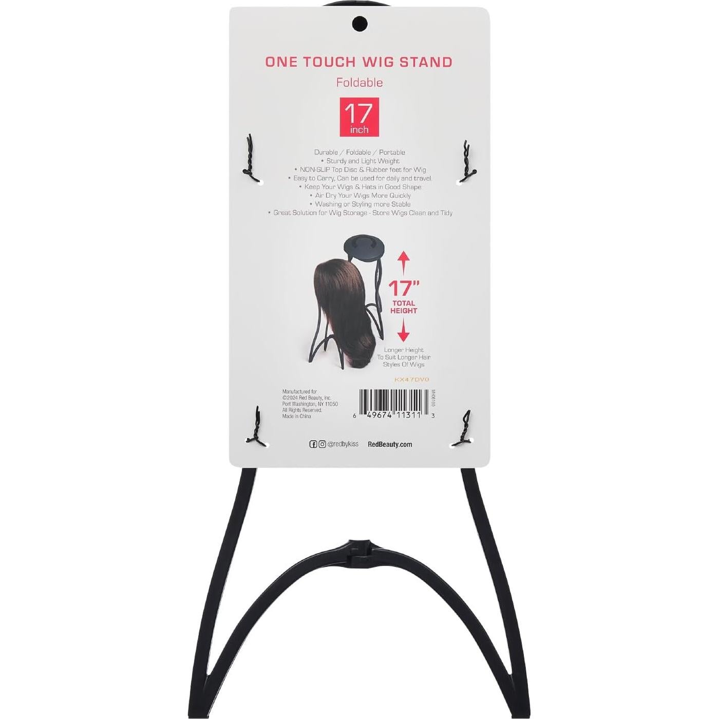 Soporte de Peluca Plegable Red by Kiss 43 cm Antideslizante